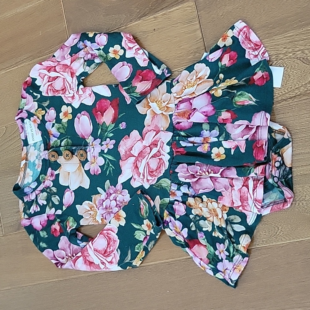 Posh Peanut Bamboo Long Sleeve Circle Skirt Dress Floral 12-18 month